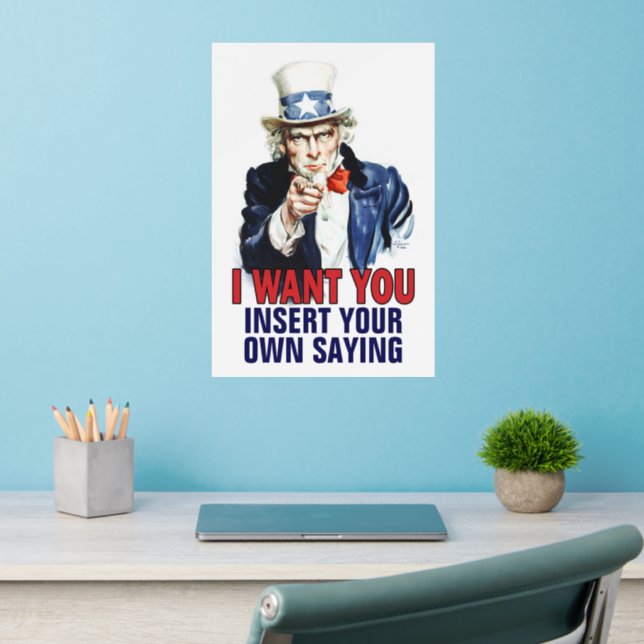 Classroom Motivation - Uncle Sam I Want You  Wall Decal (Home Office 2)