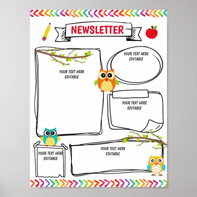 Classroom Newsletter Editable Template Poster (Front)