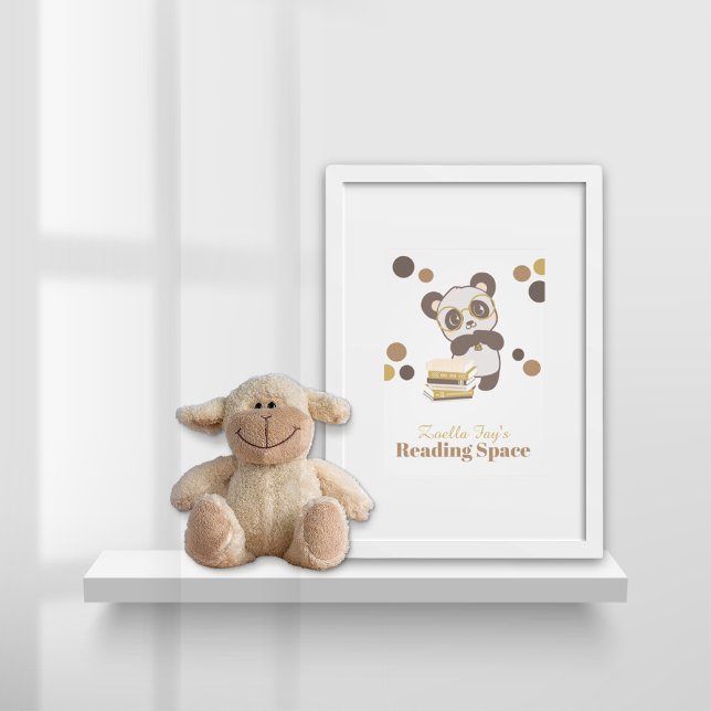 Classroom Reading Corner Personalized Book Themed Photo Print (Reading Collection Photo Print Panda)
