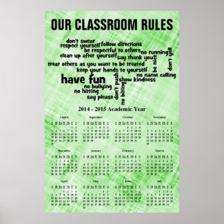 Classroom Rules 2015 Calendar Posters