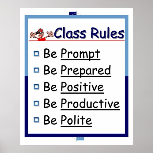 Classroom Rules 5 Ps Poster