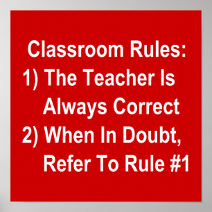 Classroom Rules (all white text on red) Poster