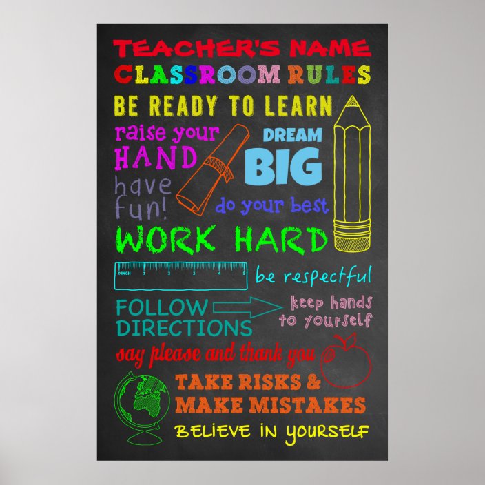 Classroom Rules Personalized Teacher S Gift Poster Zazzle Com