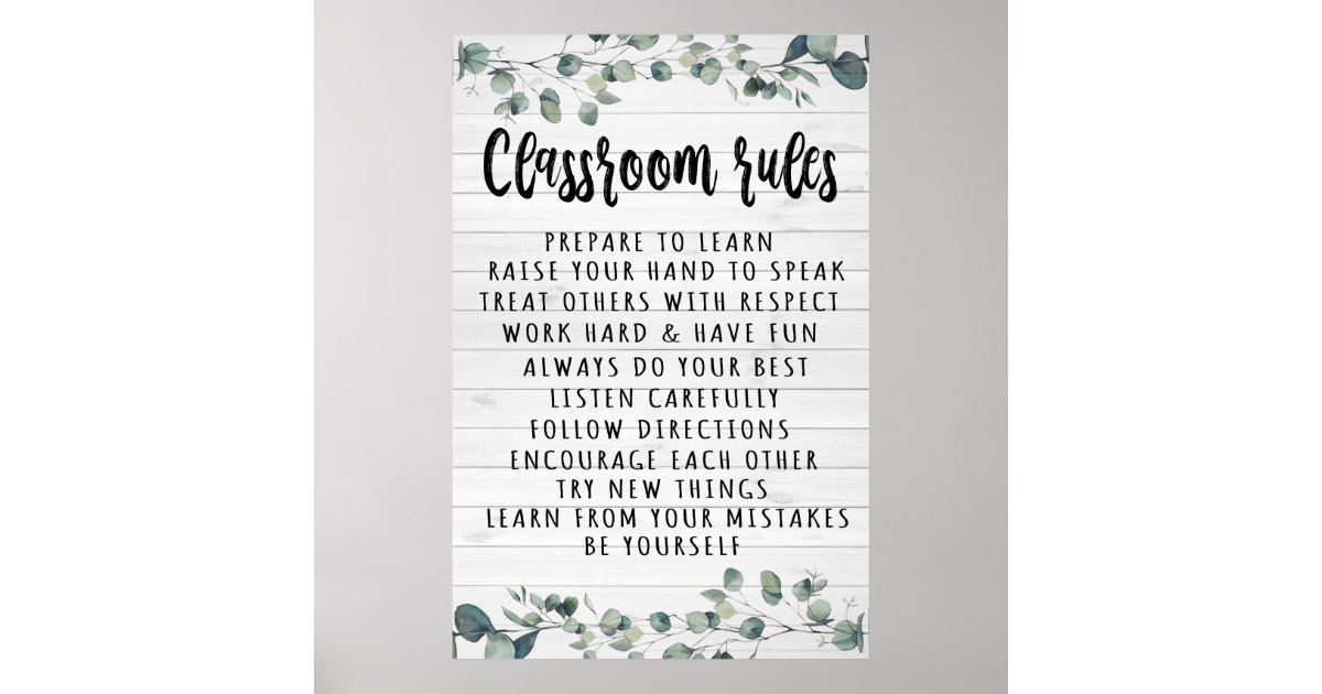Classroom Rules Poster | Zazzle