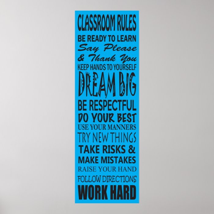 Classroom Rules Poster (Blue), 12" x 36"