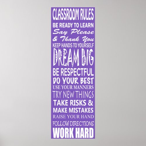 Classroom Rules Poster Purple 12 x 36