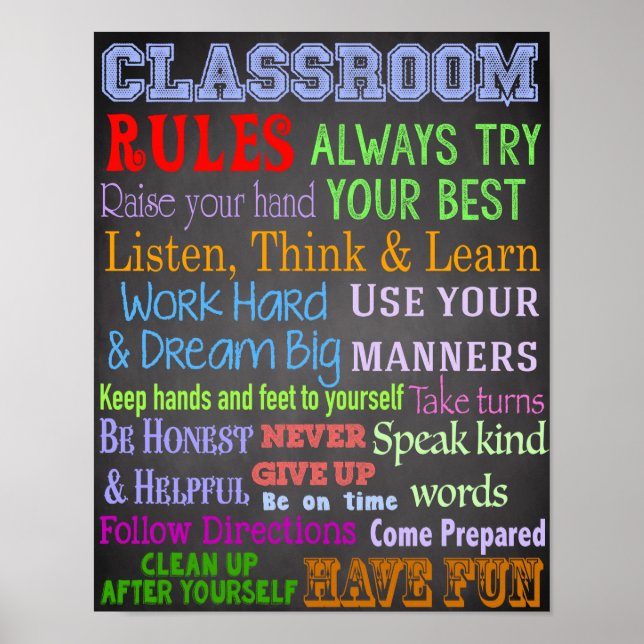 Classroom Rules, Teacher Gift, Educational Gift Poster (Front)