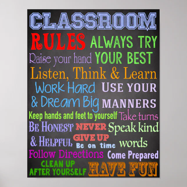 Classroom Rules, Teacher Gift, Educational Gift Poster | Zazzle