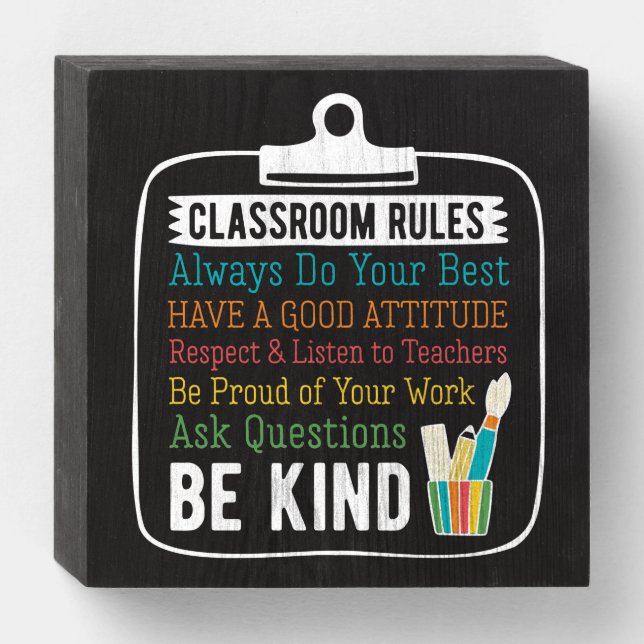 Classroom Rules Wooden Box Sign (Front Horizontal)