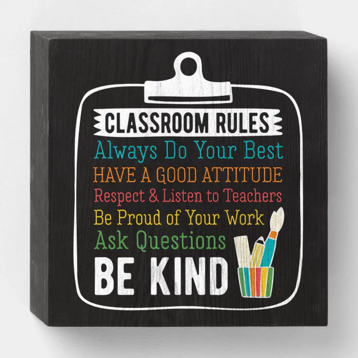 Classroom Rules Wooden Box Sign | Zazzle