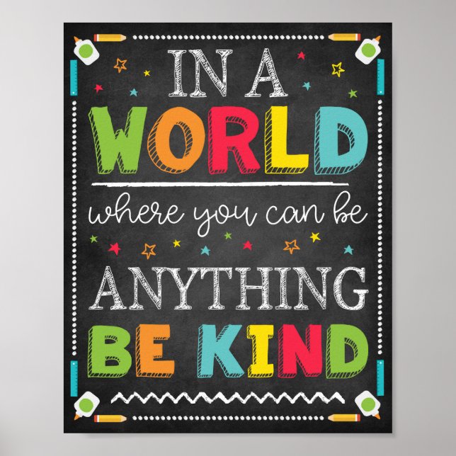 Classroom Teacher School Decor Be Kind Sign (Front)