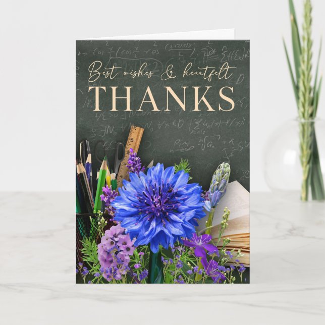Classroom Theme Floral Teacher Thank You Card (Front)