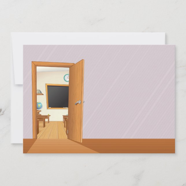Classroom Through An Open Door Invitations (Front)