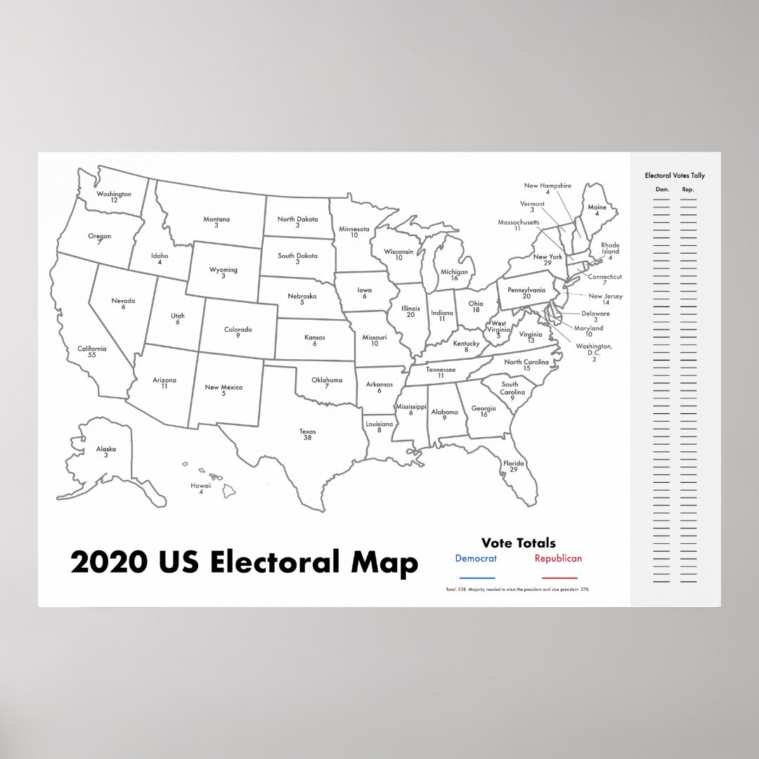 Classroom United States Electoral College Map Poster | Zazzle