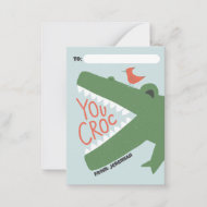 Classroom Valentine Card- You Croc Note Card