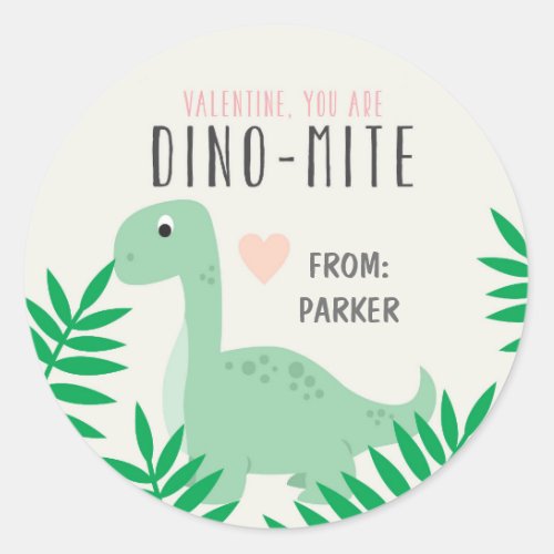 Classroom Valentine Dinosaur Stickers