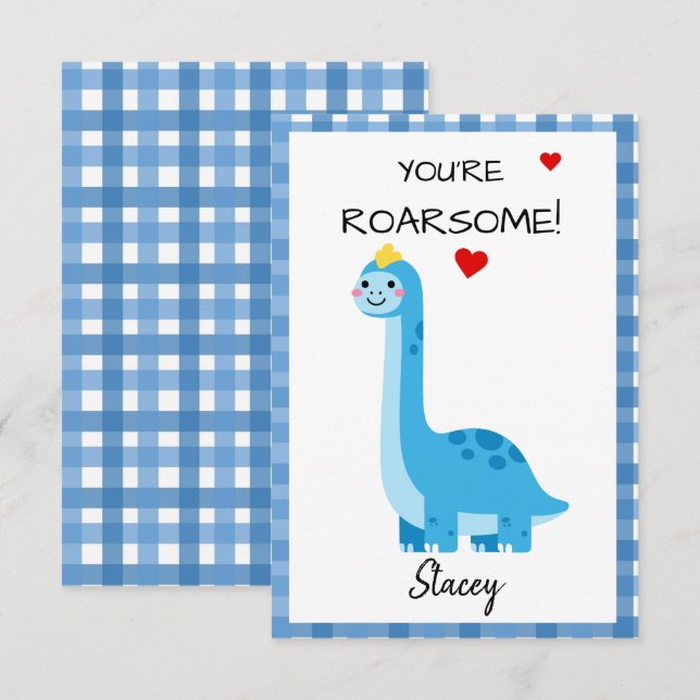 Classroom Valentine Dinosaur You're Roarsome! (Front/Back)