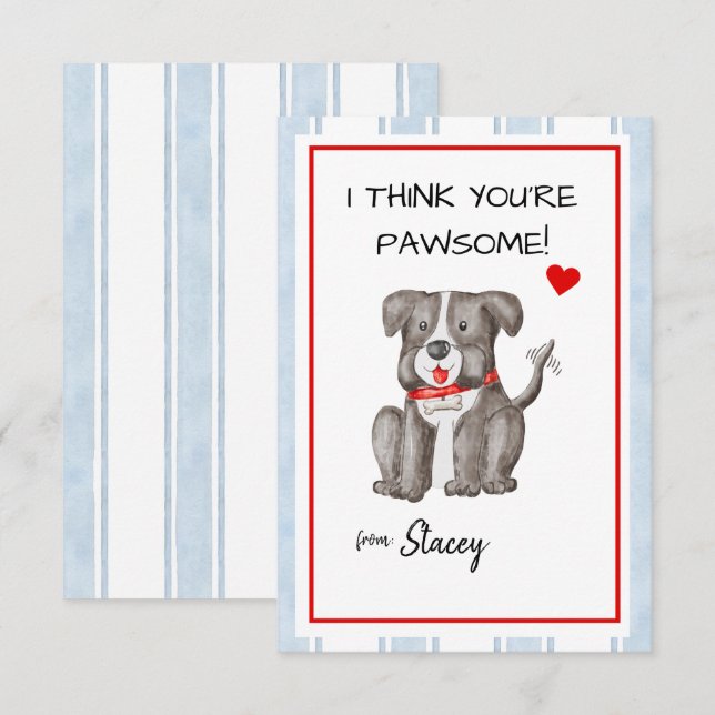 Classroom Valentine "I think you're Paw-some" (Front/Back)