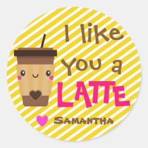 Classroom Valentine Latte Coffee Food Pun Gift Tag