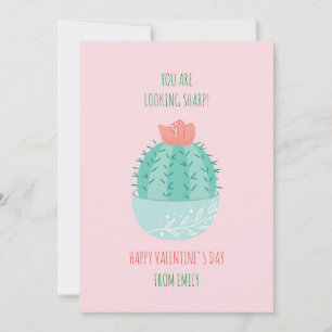 Classroom Valentine Succulent Cactus Card