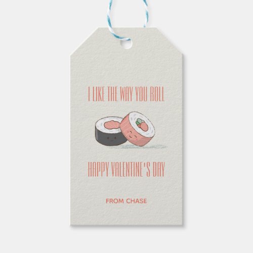 Classroom Valentine Sushi Roll Gift Tags
