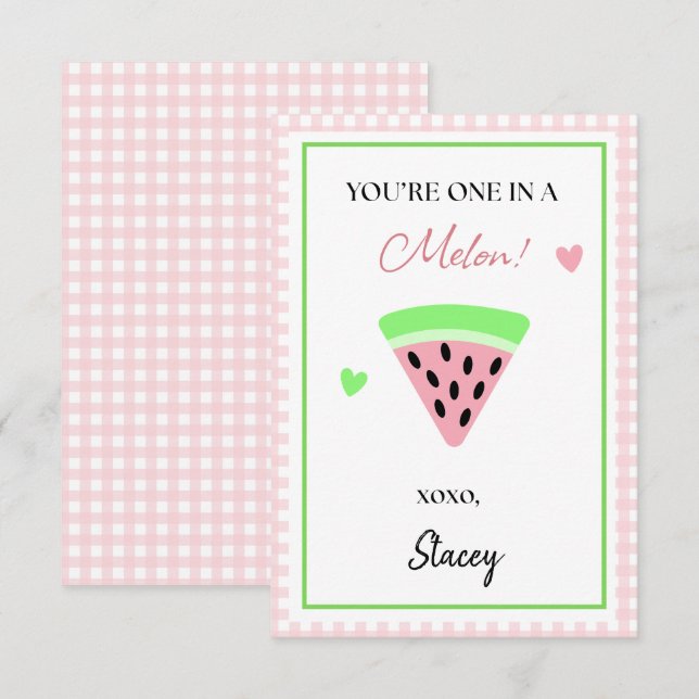 Classroom Valentine You're One in a Melon (Front/Back)