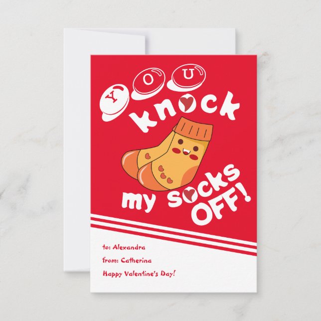 Classroom Valentine's Card You Knock My Socks Off (Front)
