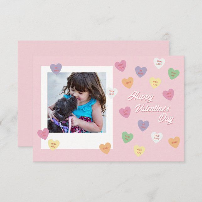 Classroom Valentines Conversation Heart Photo Card (Front/Back)