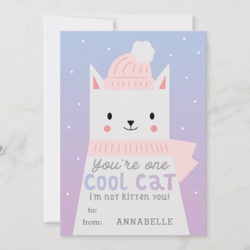 Classroom Valentines Cool Cat Holiday Card