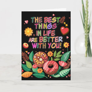 Classroom Valentine's Day Boho Donuts and Flowers Card