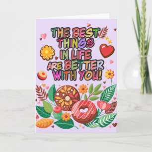 Classroom Valentine's Day Boho Donuts and Flowers Card