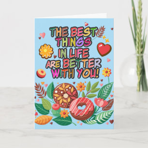 Classroom Valentine's Day Boho Donuts and Flowers Card