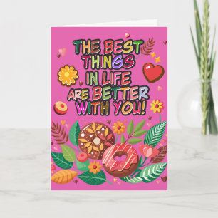 Classroom Valentine's Day Boho Donuts and Flowers Card