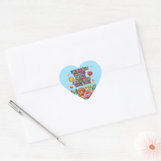 Classroom Valentine's Day Boho Donuts and Flowers Heart Sticker