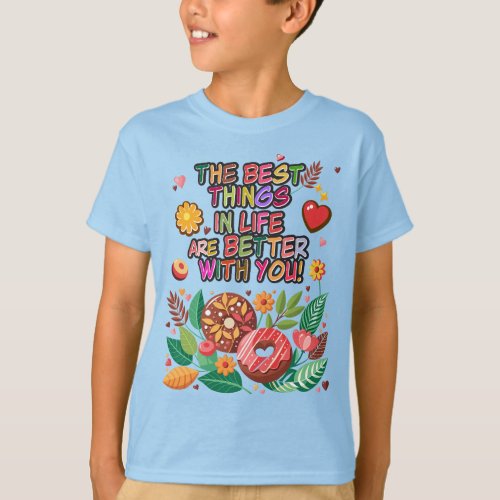 Classroom Valentines Day Boho Donuts and Flowers T_Shirt