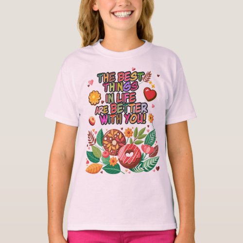 Classroom Valentines Day Boho Donuts and Flowers T_Shirt