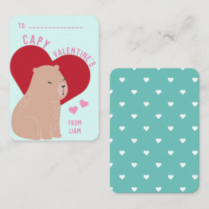 Classroom Valentine's Day Capybara Capy Note Card