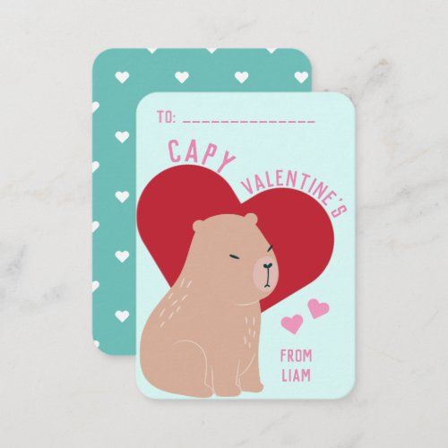 Classroom Valentines Day Capybara Capy Note Card