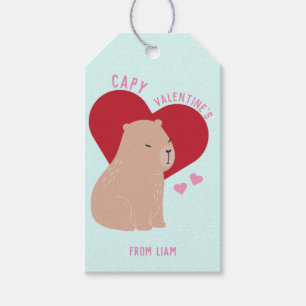 Classroom Valentine's Day Capybara Gift Tags