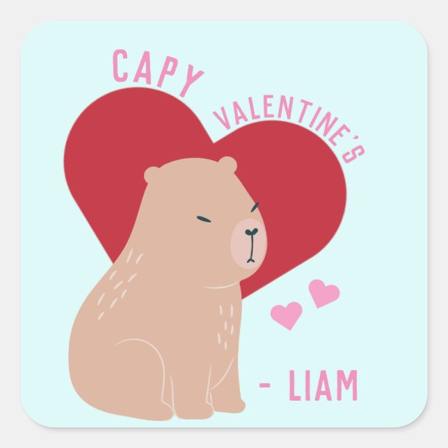Classroom Valentine's Day Capybara Stickers (Front)