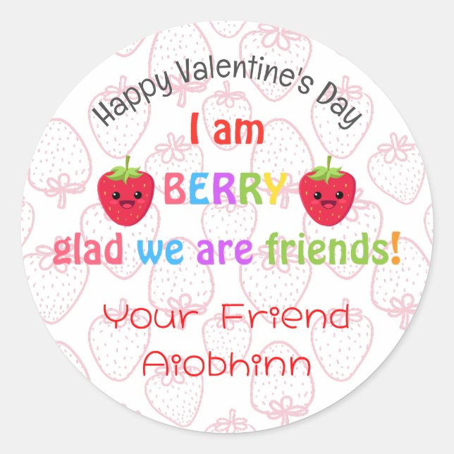 Classroom Valentine's Day Classic Round Sticker (Front)
