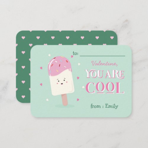 Classroom Valentines Day Cool Popsicle Card