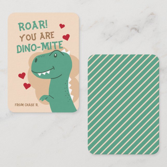 Classroom Valentine's Day Dinosaur Dino Card (Front/Back)