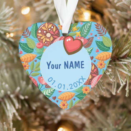 Classroom Valentines Day Donut Flower Personalize Ornament
