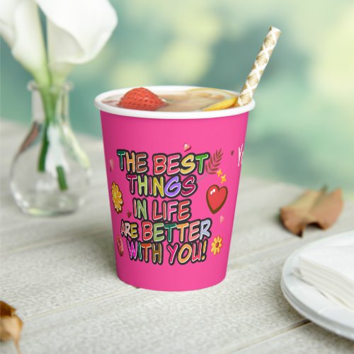 Classroom Valentines Day Donut Flower Personalize Paper Cups