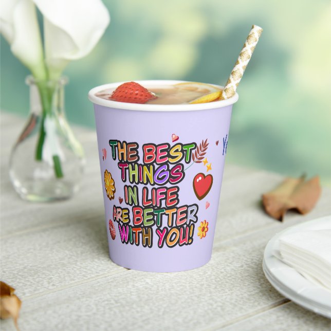 Classroom Valentine's Day Donut Flower Personalize Paper Cups (Insitu)