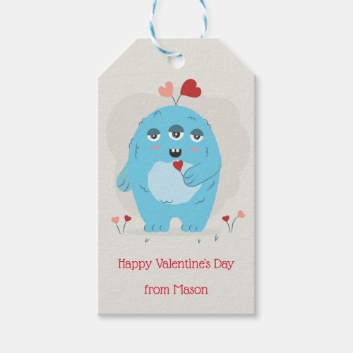 Classroom Valentines Day For Boy Monster Gift Tag