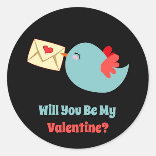 Classroom Valentines Day Little Birdie Classic Round Sticker