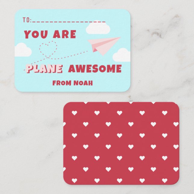 Classroom Valentine's Day Plane Awesome  Note Card (Front/Back)