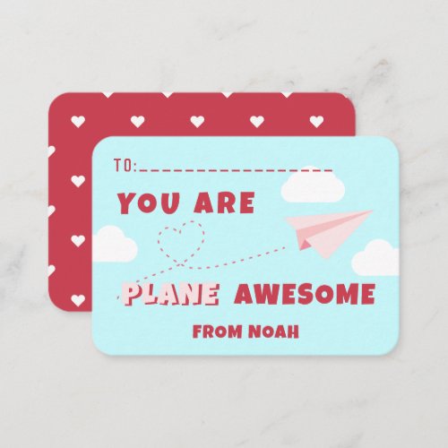 Classroom Valentines Day Plane Awesome  Note Card